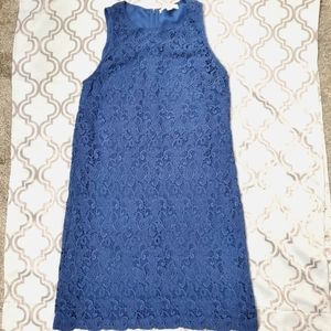 Ann Taylor Loft Lace Dress Midi Size 14 Color Blue